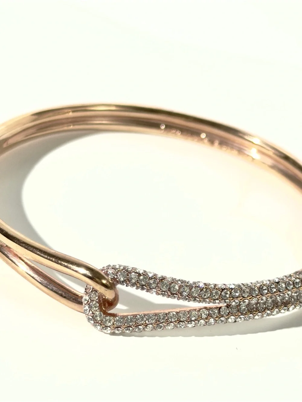 Kate Spade ♠️ All Tied Up Rose Gold Tone Pavé Crystal Knot Hinge Bangle Bracelet